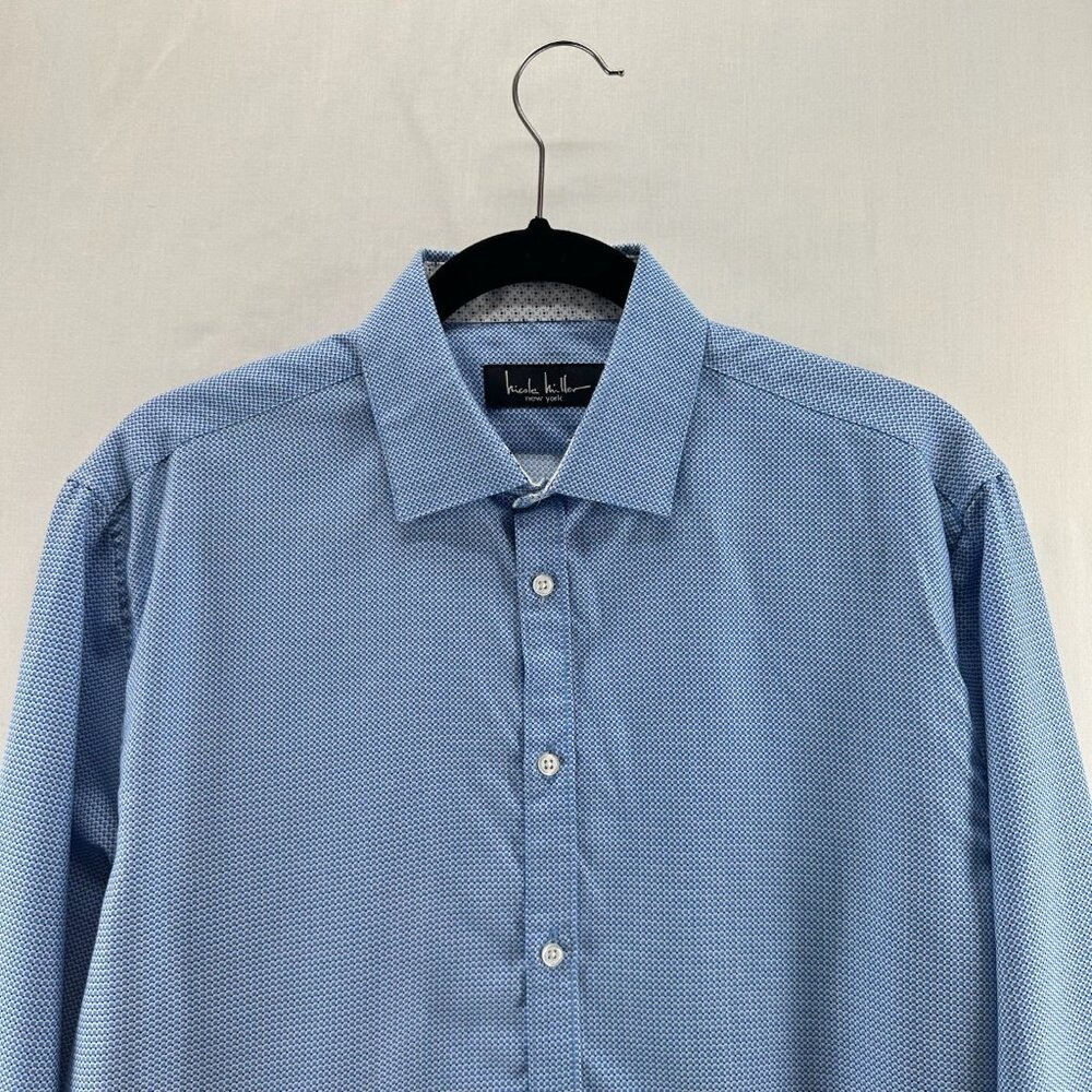 Nicole Miller Dress Shirt Mens Size M Corporate Long Sleeve Button Up Blue - Picture 3 of 11